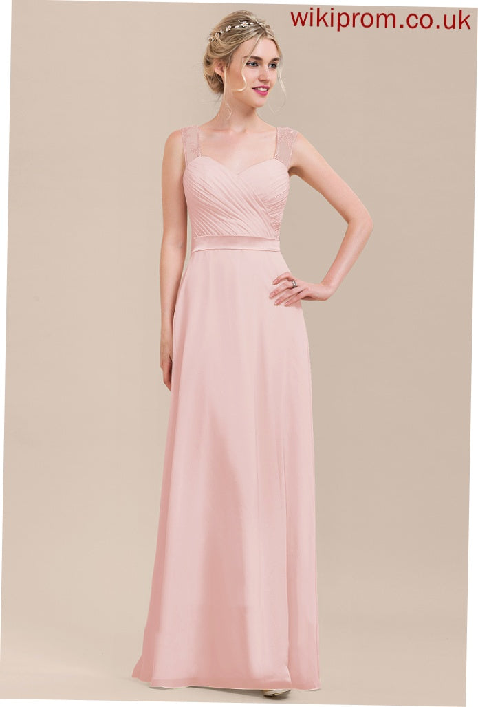 Fabric Floor-Length Neckline Ruffle Sweetheart Embellishment Silhouette Length A-Line Sahna Bridesmaid Dresses