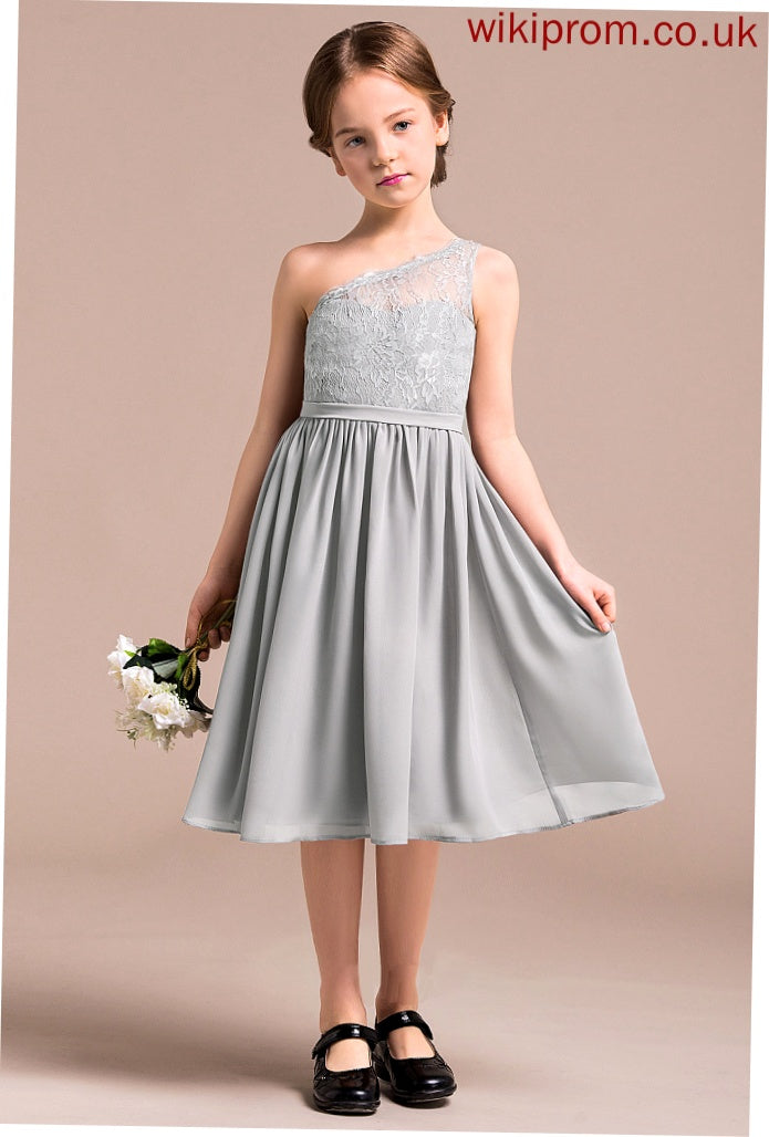 Knee-Length Chiffon Junior Bridesmaid Dresses One-Shoulder A-Line Miley Lace