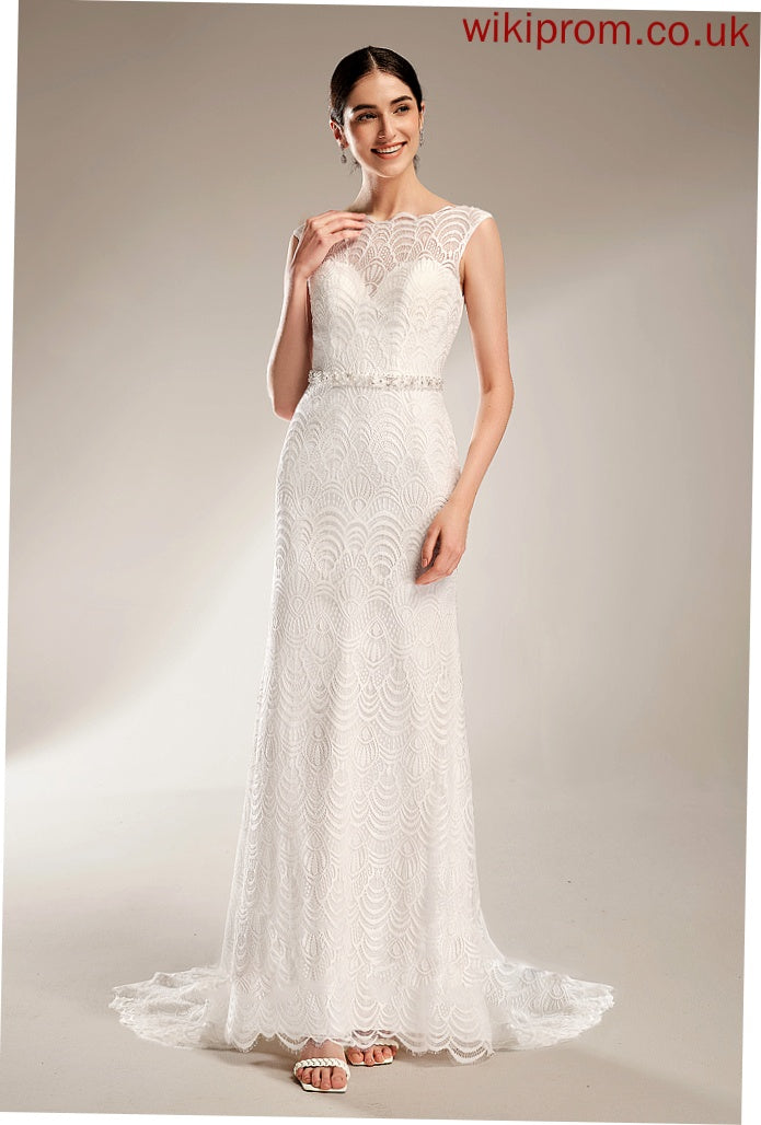 Sequins Wedding Beading Lace With Dress Court Jayla Neck Train Scoop Wedding Dresses Sheath/Column