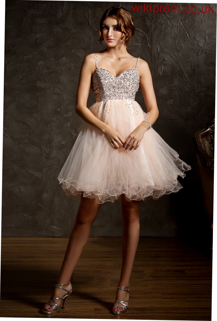 Beading A-Line Tulle With Dress Sequins Knee-Length Kayla Homecoming Dresses Homecoming Sweetheart