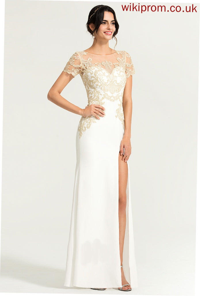 Wedding Geraldine Scoop Stretch Crepe Floor-Length Lace Sheath/Column Dress Wedding Dresses