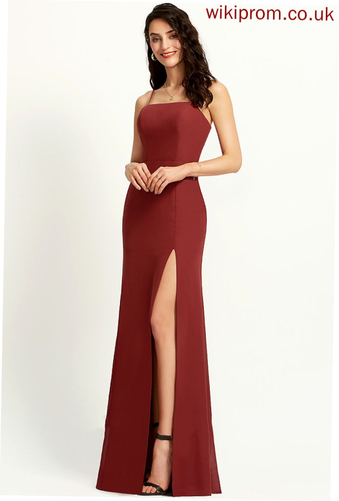 Chiffon Stephany Sheath/Column Floor-Length Square Prom Dresses