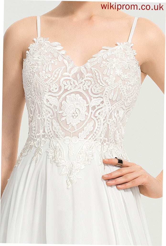 A-Line Chiffon Train Split Lace Wedding Dresses Wedding Front With Kaydence Dress V-neck Sweep