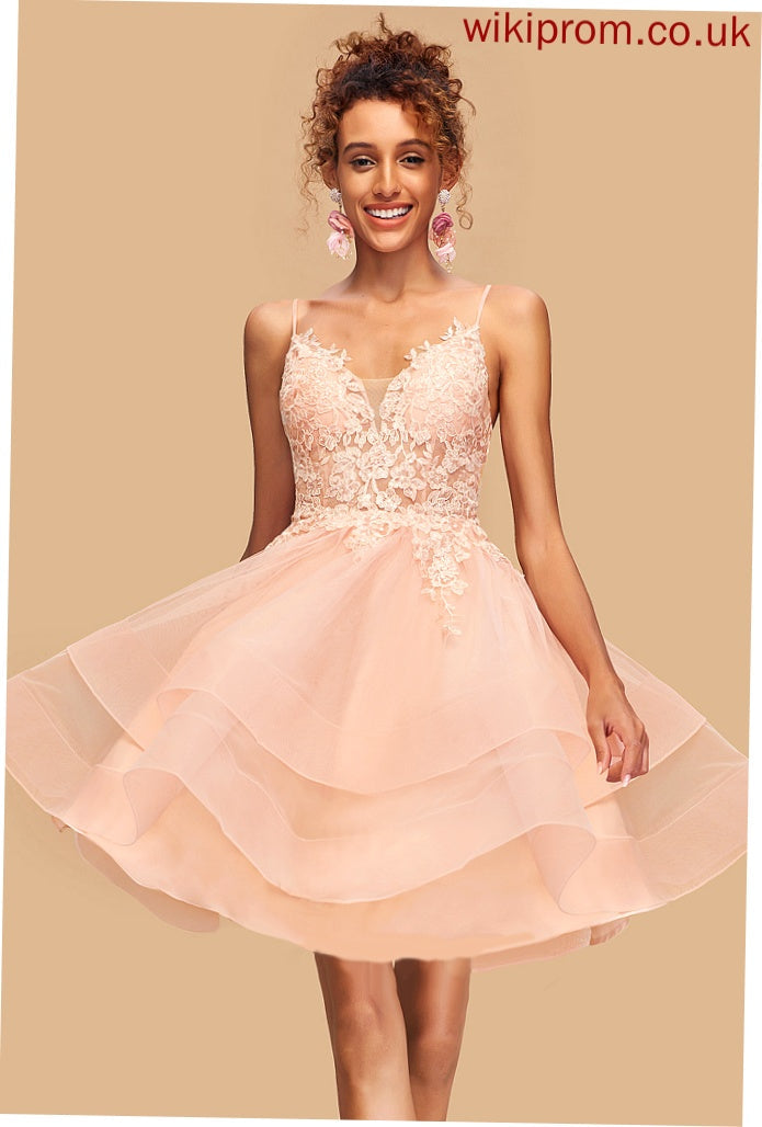 Lace Polly Homecoming Dresses Homecoming V-neck Short/Mini Dress With Tulle A-Line