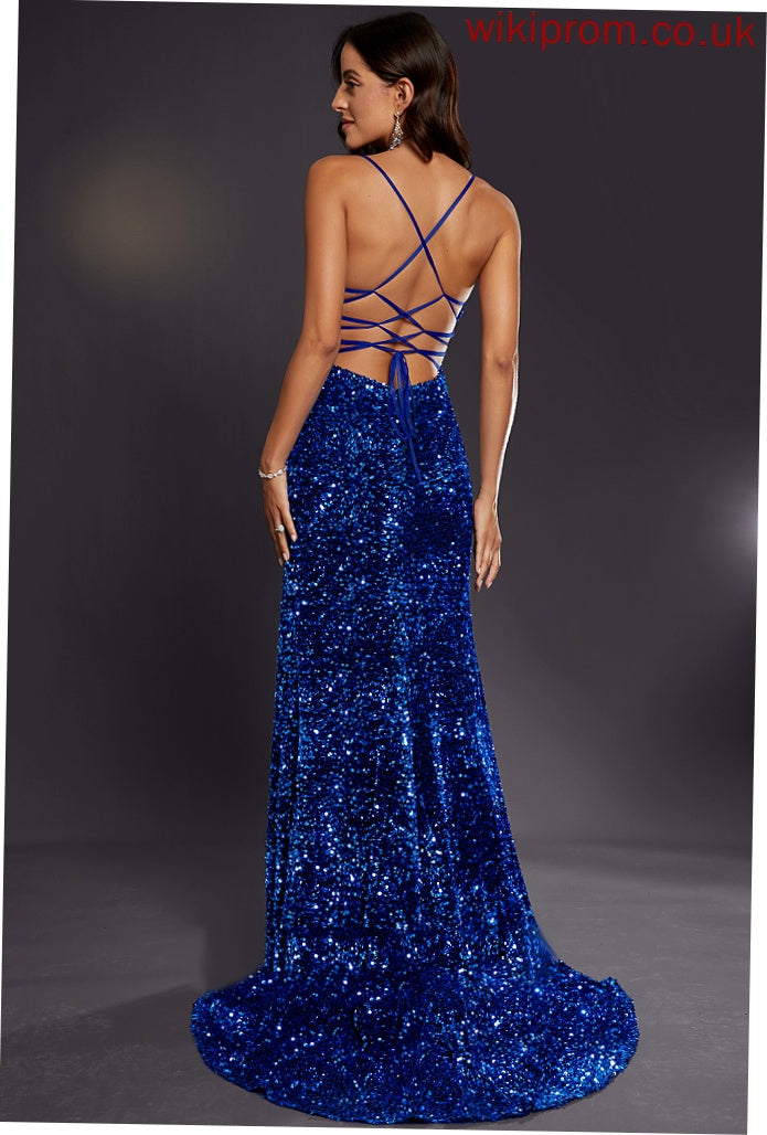 Floor-Length Sequined Prom Dresses Square Trumpet/Mermaid Alaina