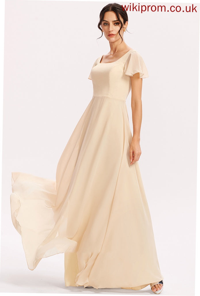 A-Line SquareNeckline Neckline CascadingRuffles Length Floor-Length Embellishment Fabric Silhouette Noelle Bridesmaid Dresses