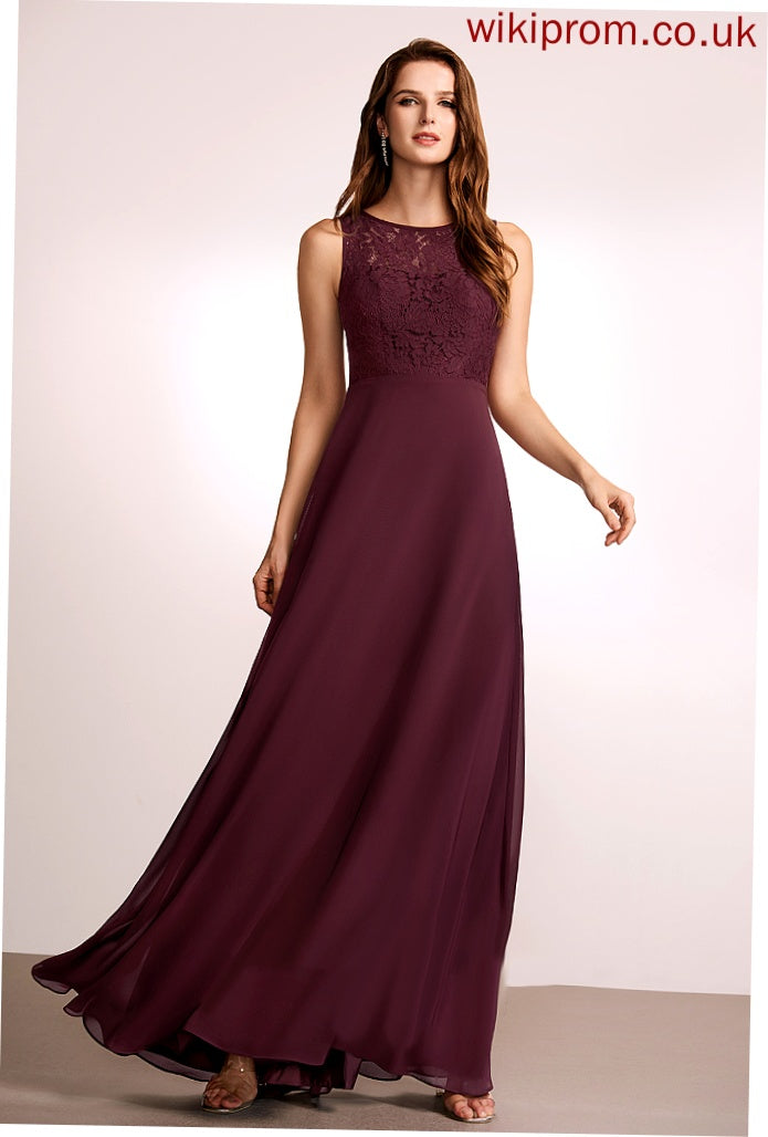 RegularStraps Floor-Length Fabric Silhouette Straps Sleeve Length A-Line Lace Iris Satin Natural Waist Bridesmaid Dresses