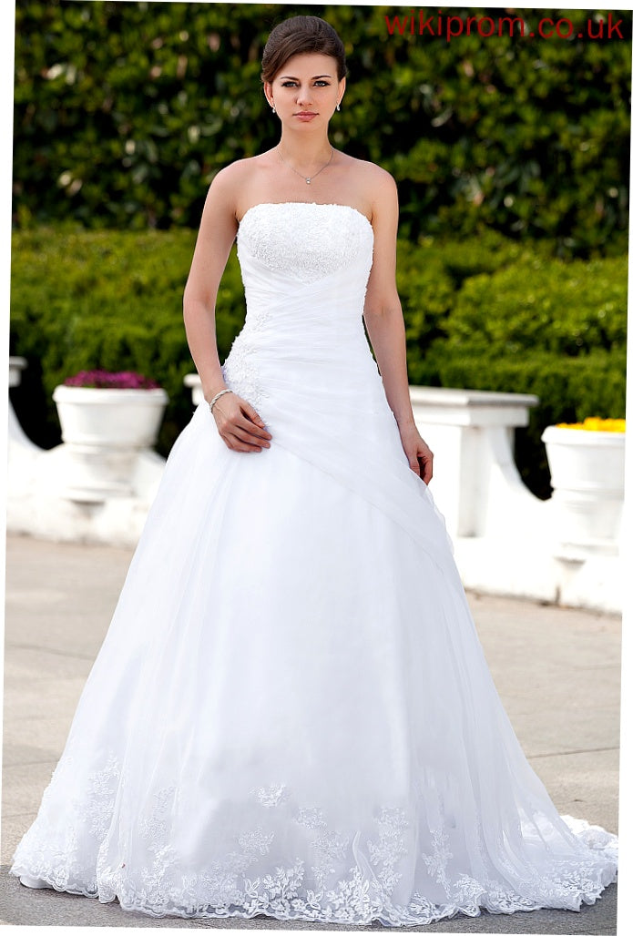 Organza Train Wedding Chapel With Ball-Gown/Princess Jordan Dress Wedding Dresses Strapless Beading Lace