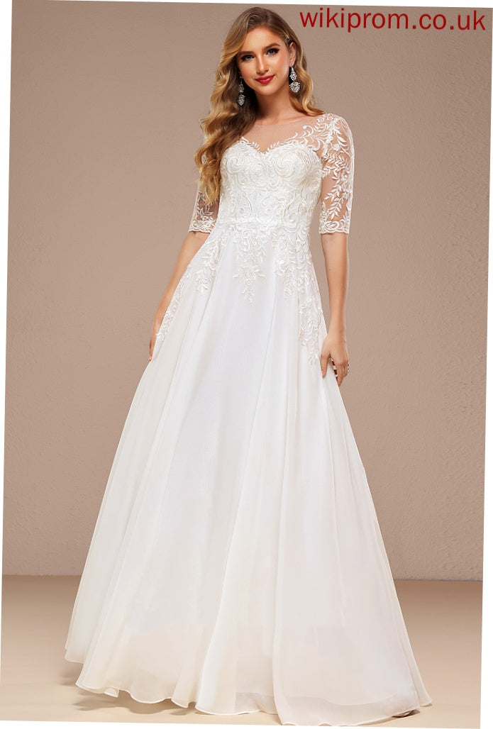 Annabel Wedding Dresses A-Line Dress Chiffon Floor-Length Wedding V-neck Lace