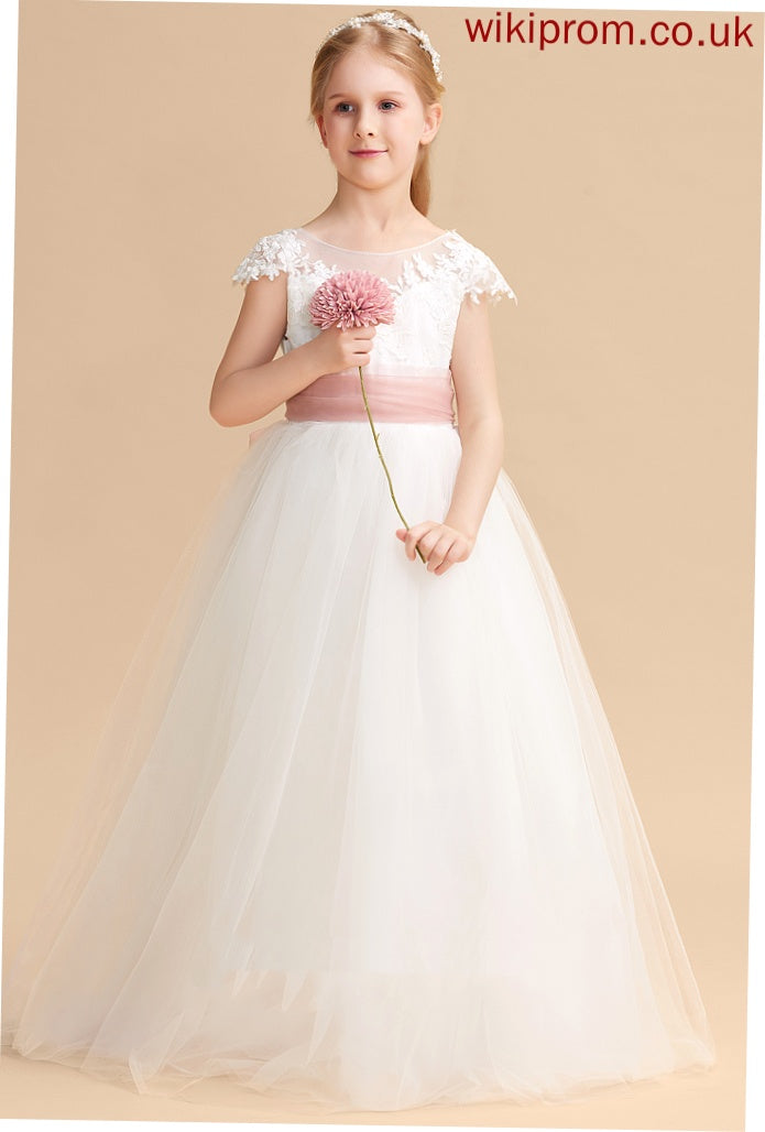 Sleeveless Floor-length Ball-Gown/Princess Scoop Girl Neck With Lace Flower Girl Dresses Flower Dress Kendall Lace/Sash -