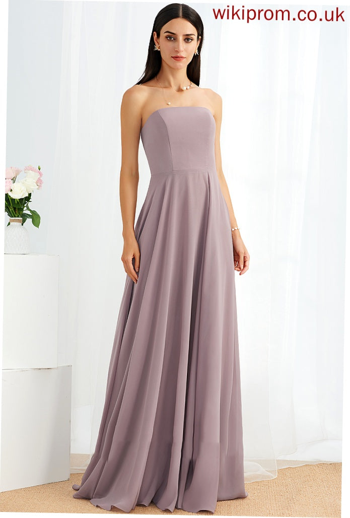 Silhouette A-Line Fabric Embellishment Neckline SplitFront Length Floor-Length Strapless Ryleigh Bridesmaid Dresses