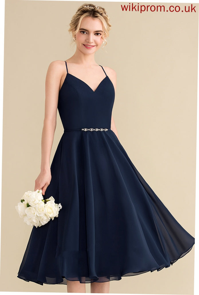 Homecoming Dresses V-neck Homecoming A-Line Chiffon With Julianne Beading Knee-Length Dress Sequins