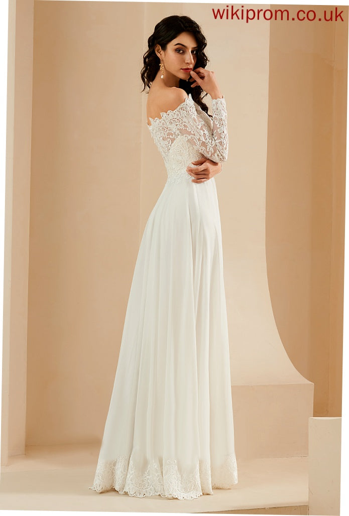 Wedding Dresses Ansley Dress Train A-Line With Lace Off-the-Shoulder Chiffon Sweep Wedding