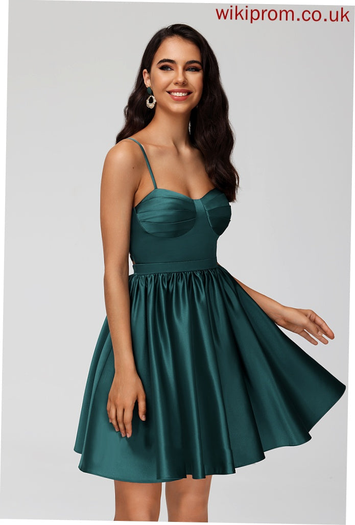 Satin With Short/Mini A-Line Ansley Dress Sweetheart Homecoming Dresses Homecoming Pockets