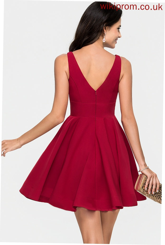 Homecoming Dresses Dress Short/Mini V-neck Crepe A-Line Hailey Homecoming Stretch