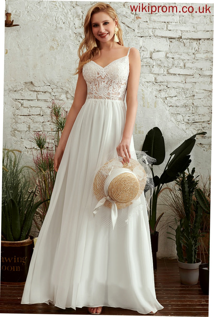 Dress Front Split V-neck Beading Chiffon Madelynn Wedding Dresses Floor-Length Wedding Lace A-Line With