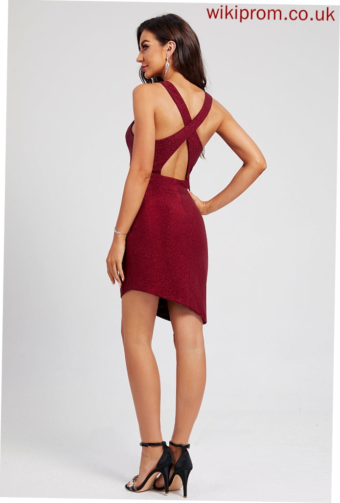 Giselle Dress Sheath/Column With Homecoming Asymmetrical Neck Pleated Homecoming Dresses Scoop