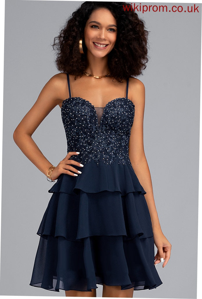 Homecoming Dresses Jazlynn Beading Sweetheart Dress A-Line Chiffon Homecoming With Lace Sequins Short/Mini