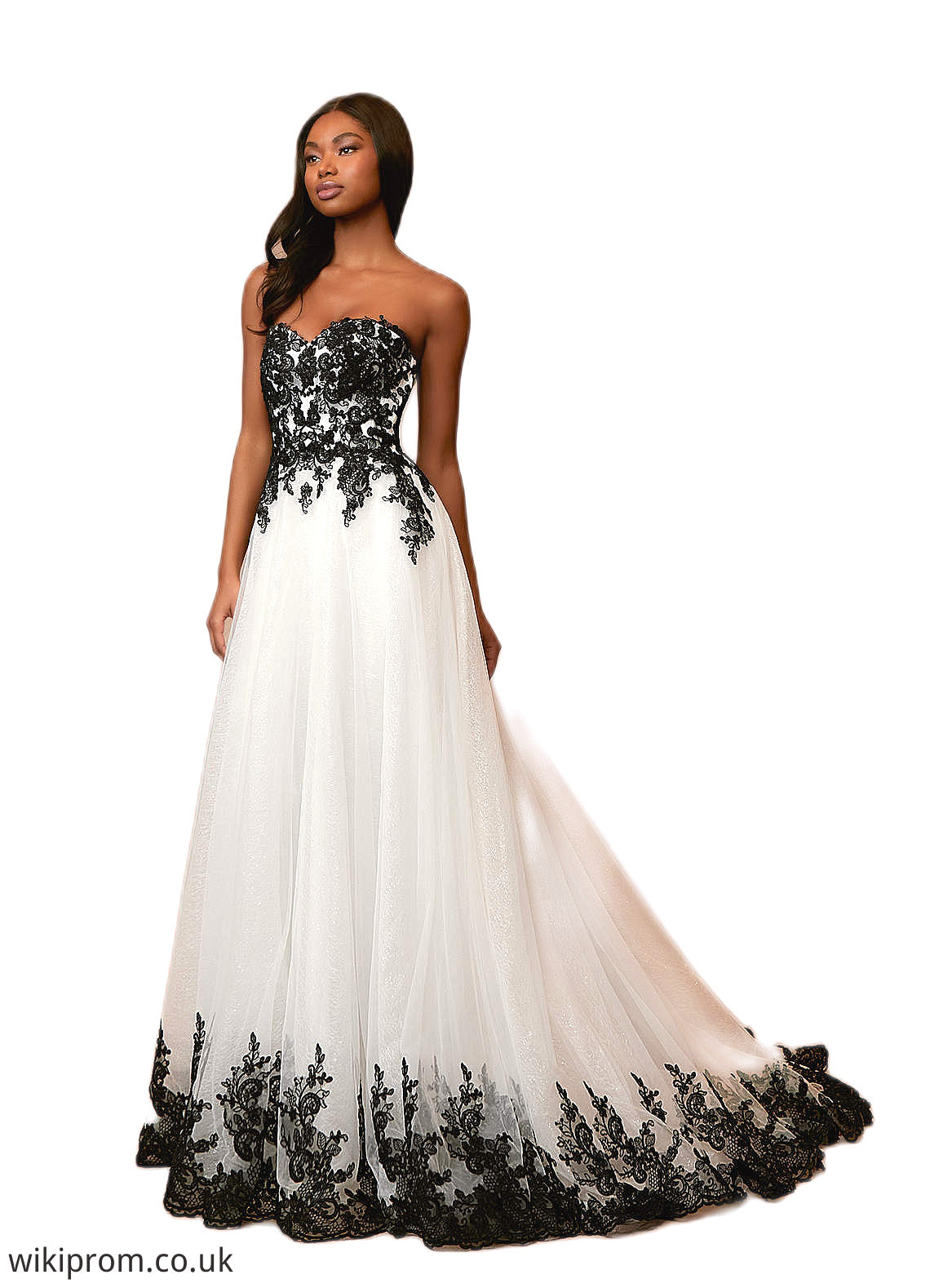 Nia Ball-Gown Lace Tulle Chapel Train Dress SWKP0020245