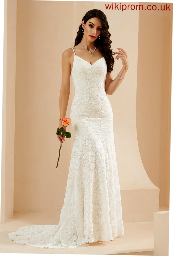 V-neck Wedding Court Lace Annabelle Trumpet/Mermaid Dress Train Wedding Dresses