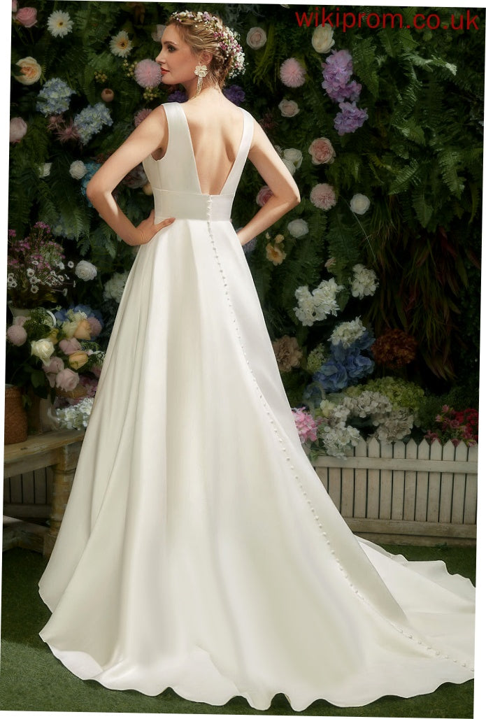 Wedding A-Line Mollie Scoop Dress Neck Wedding Dresses Satin Court Train