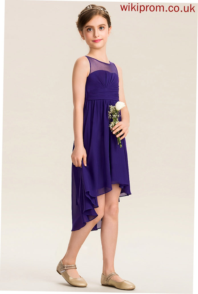 A-Line Neck With Chiffon Stella Junior Bridesmaid Dresses Scoop Asymmetrical Ruffle