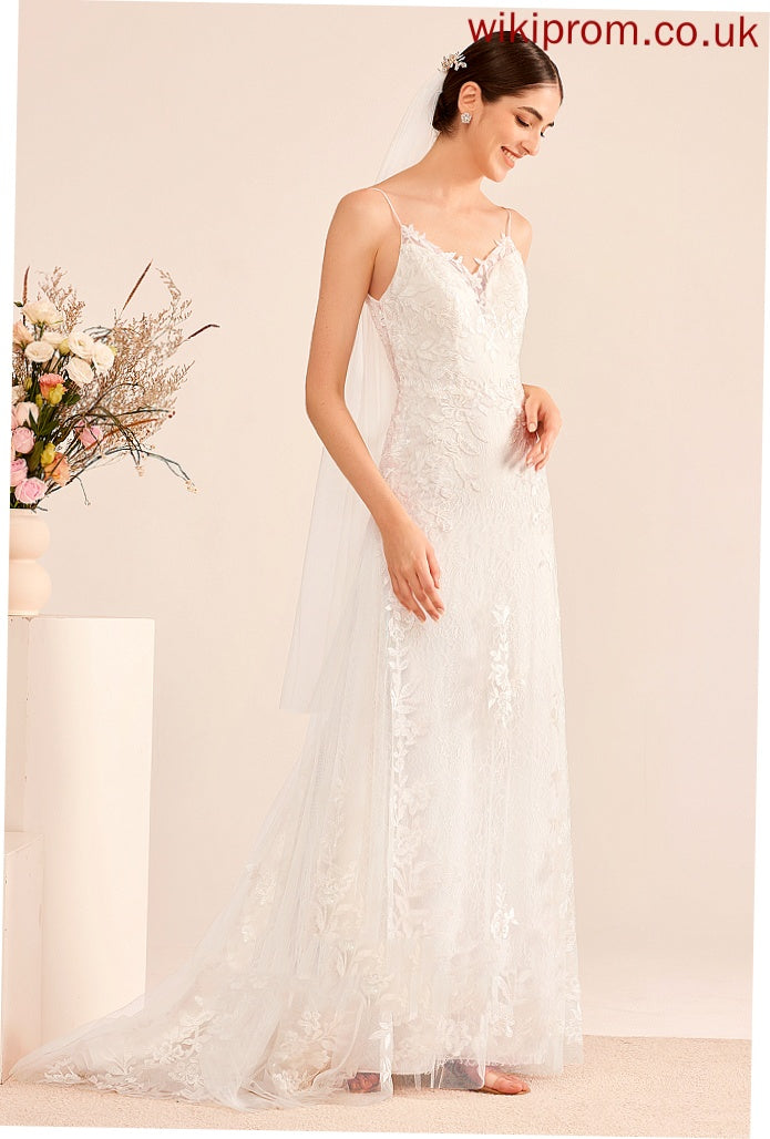 Lace Sequins Wedding Dresses V-neck Court Tulle Wedding Train With A-Line Dulce Dress