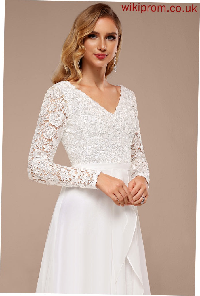 Dress Wedding Wedding Dresses Asymmetrical Chiffon V-neck Lace A-Line Paityn