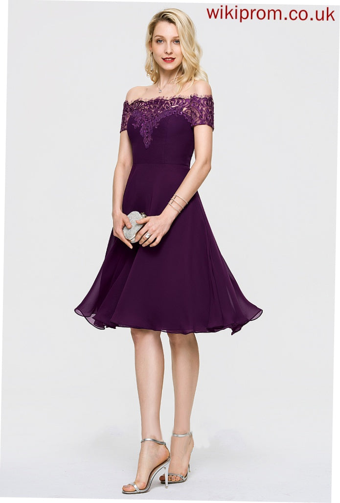 Homecoming Homecoming Dresses With A-Line Kaitlynn Dress Chiffon Lace Off-the-Shoulder Knee-Length Beading