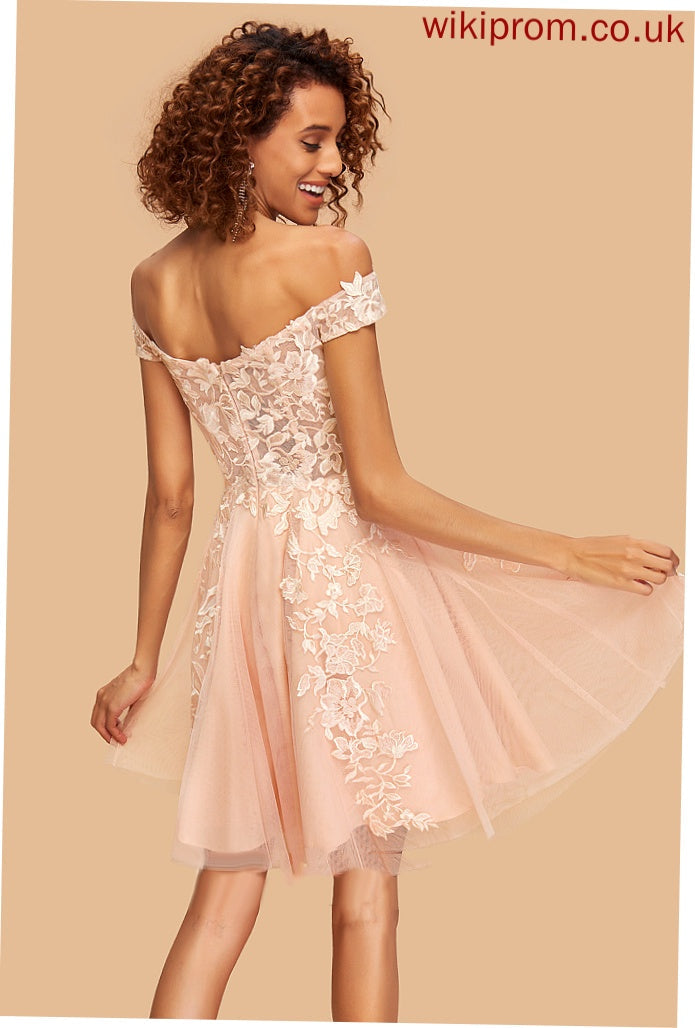 Off-the-Shoulder A-Line Short/Mini With Homecoming Lace Tulle Homecoming Dresses Dress Brynn