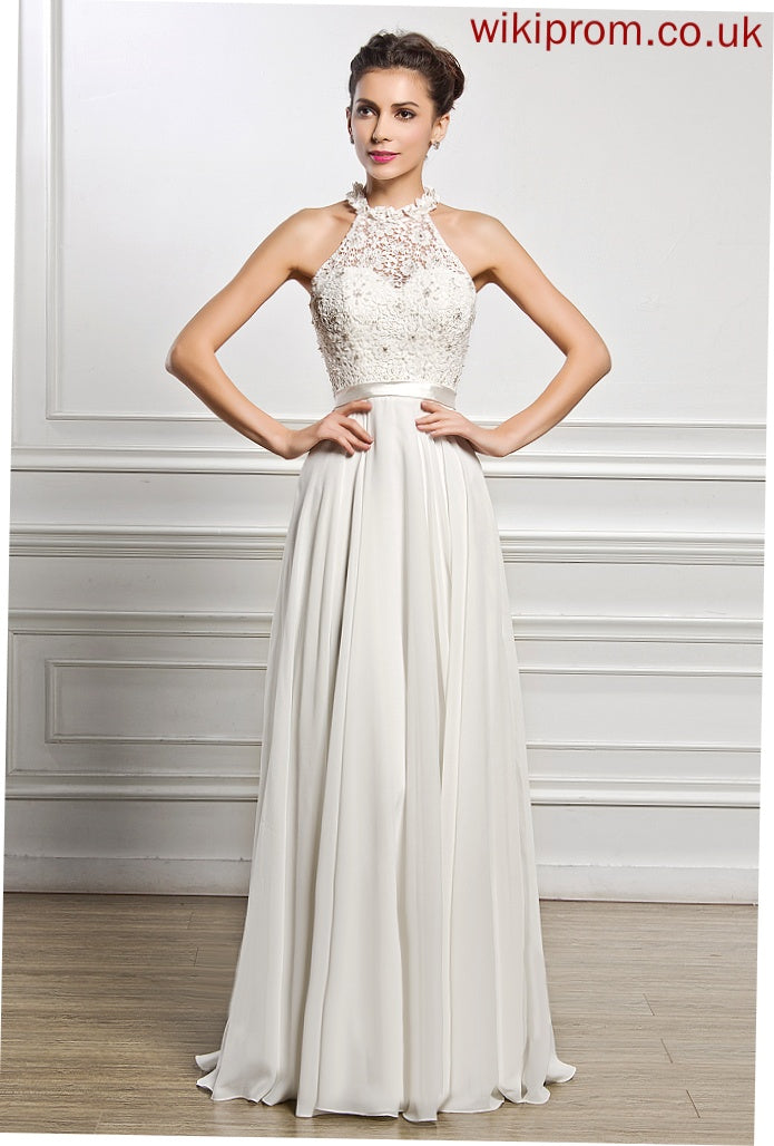 Dress Chiffon Lace Wedding Lola Sequins Beading With A-Line Floor-Length Wedding Dresses