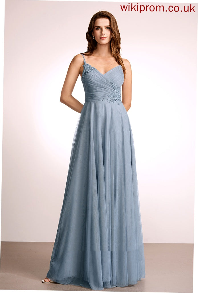 A-Line Fabric Embellishment Floor-Length Silhouette Neckline Lace V-neck Length Lilyana A-Line/Princess Floor Length Bridesmaid Dresses