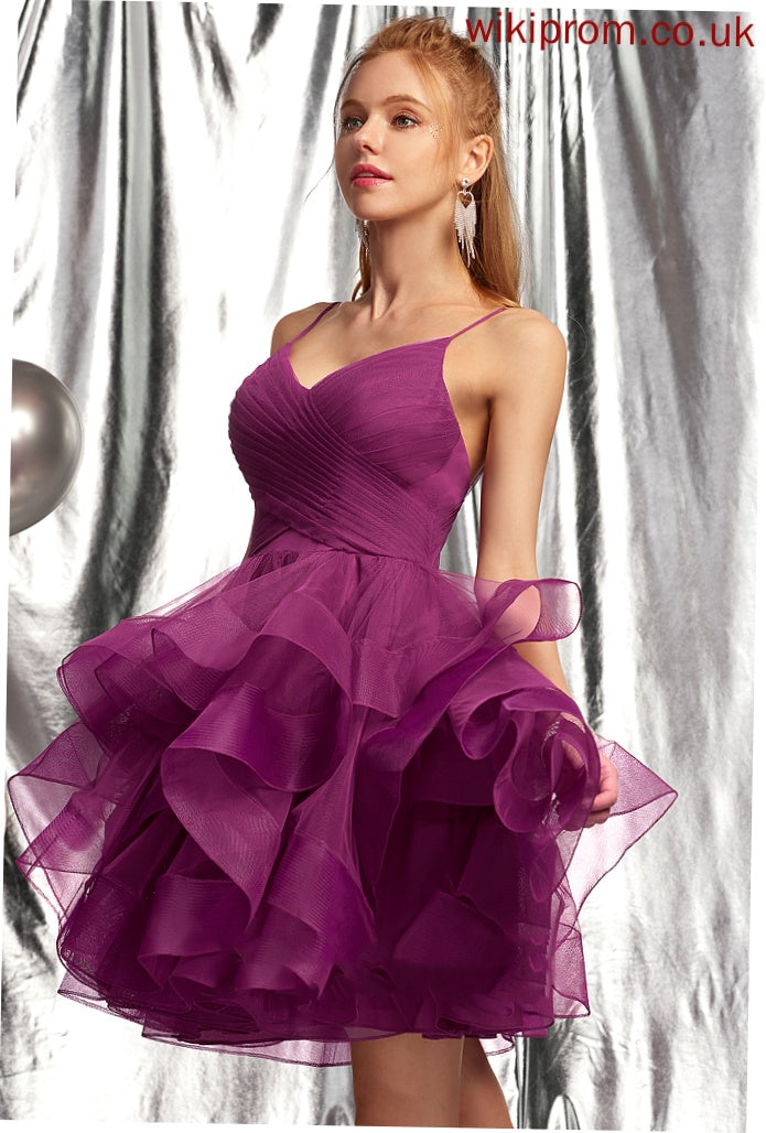 Homecoming Tulle Dress Ball-Gown/Princess Homecoming Dresses Arianna V-neck Short/Mini