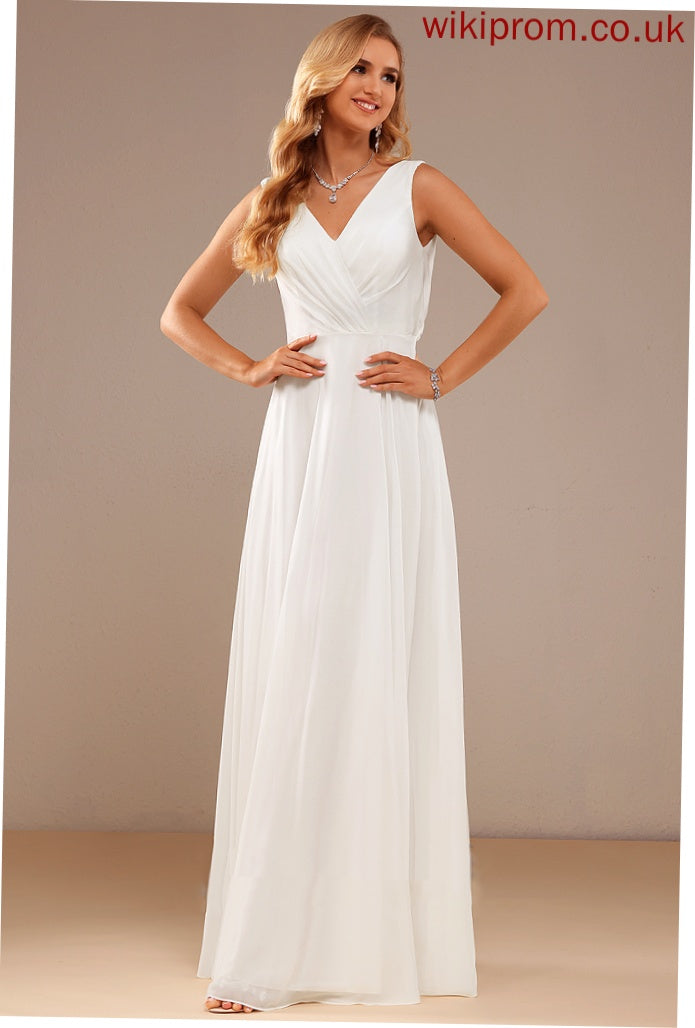 Dress Wedding Wedding Dresses A-Line Chiffon With V-neck Floor-Length Gracelyn Lace