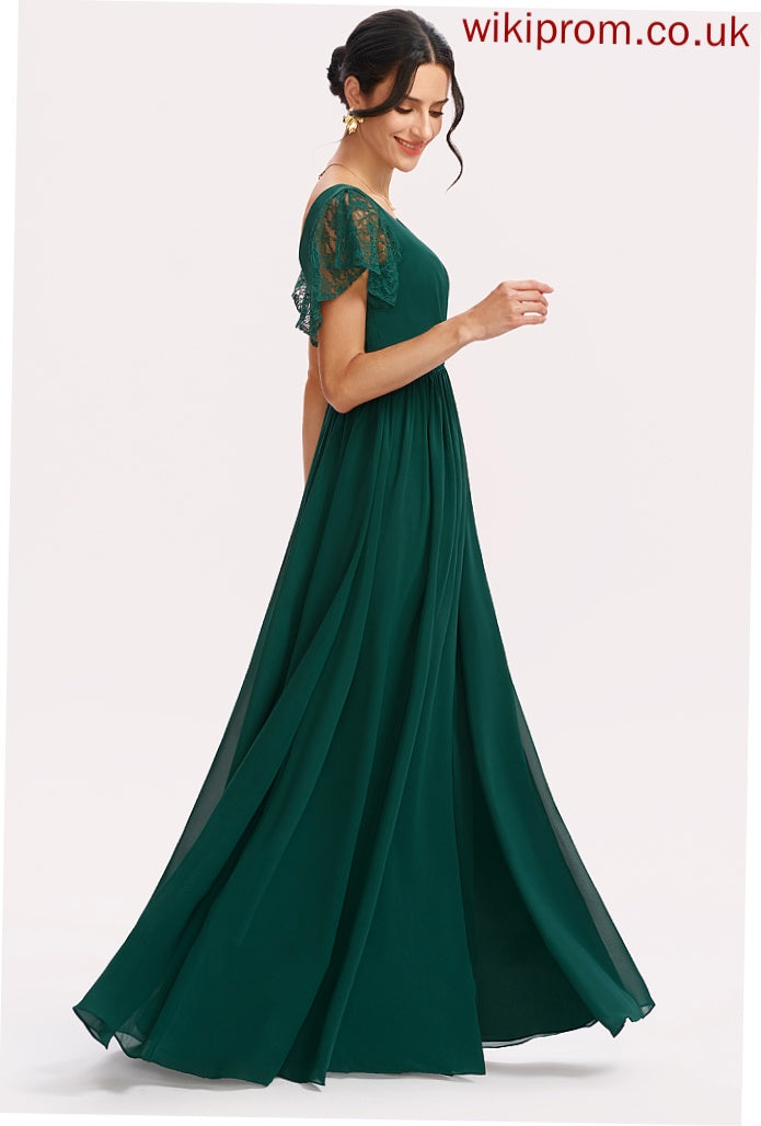 Length Silhouette Embellishment A-Line SplitFront Lace Fabric Floor-Length V-neck Neckline Charlize Bridesmaid Dresses