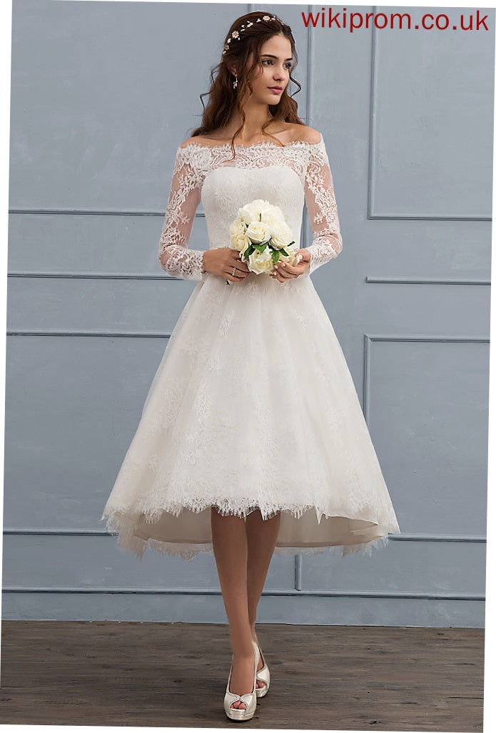 Off-the-Shoulder Lace Asymmetrical Wedding Karli Dress Beading A-Line With Wedding Dresses