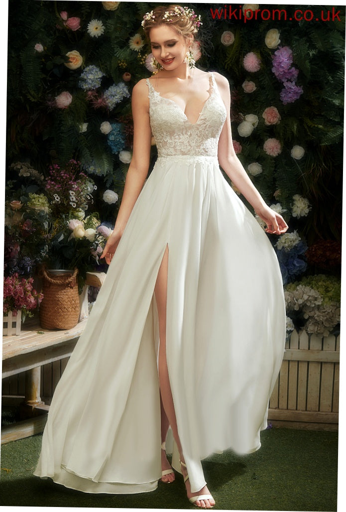 Dress Lace Wedding Dresses Floor-Length V-neck Wedding Chiffon Maisie A-Line