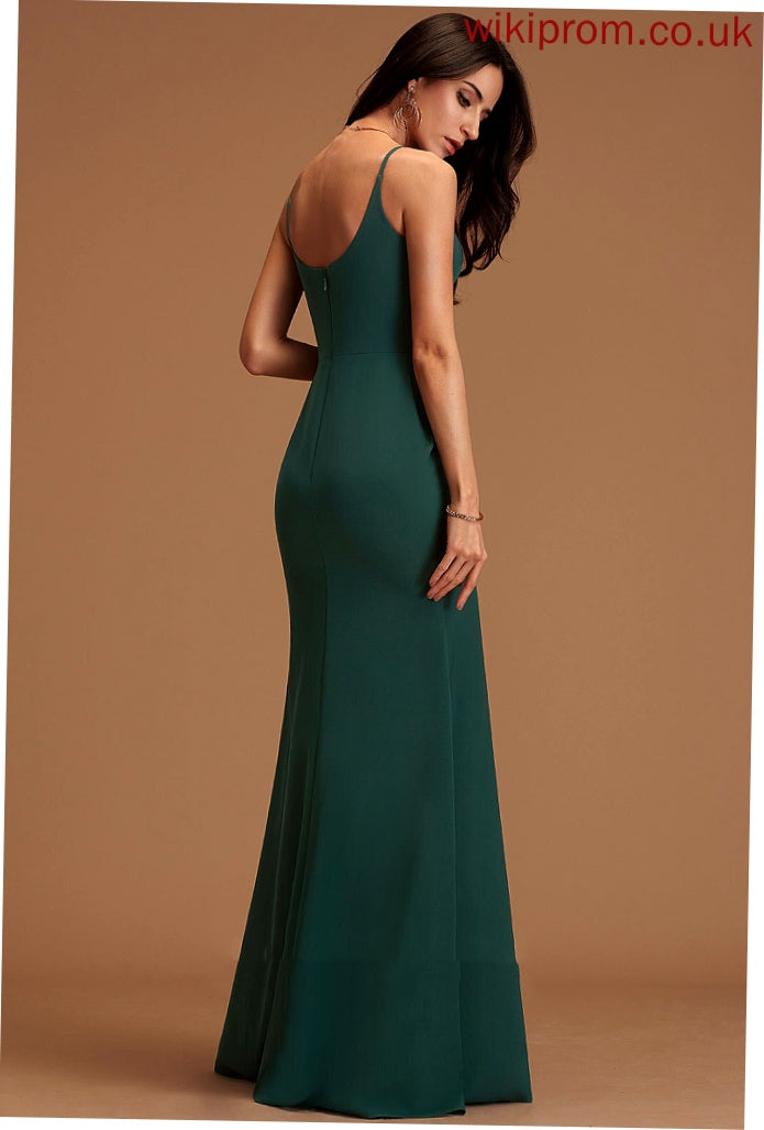 Jewel V-Neck Crepe Sheath Dresses Formal Dresses Stretch