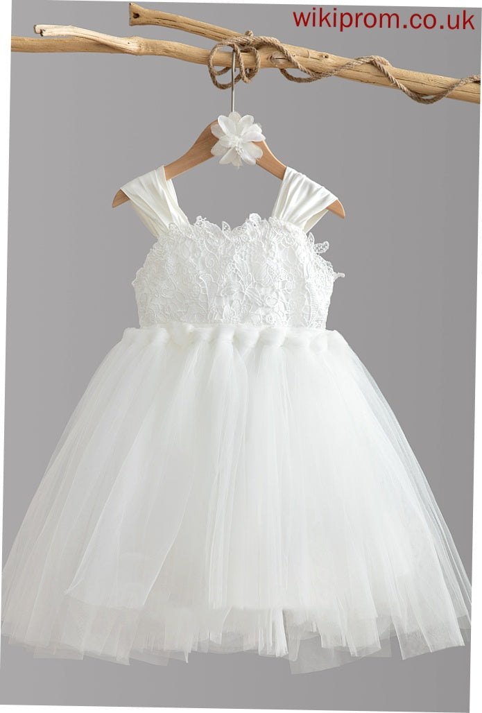 Sleeveless Neckline Bow(s) Dress Square With - Penelope Ball-Gown/Princess Flower Flower Girl Dresses Girl Knee-length Tulle