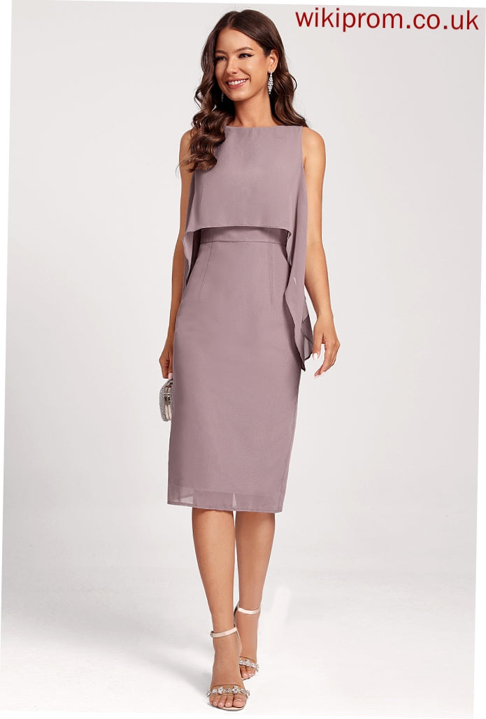 Bridget Club Dresses Dress Chiffon Scoop Sheath/Column Knee-Length Neck Cocktail