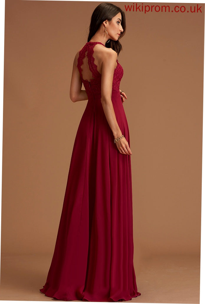 Scoop Rosa Chiffon Prom Dresses A-Line Floor-Length