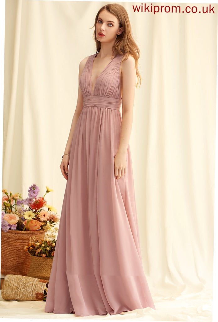 Neckline A-Line Embellishment V-neck Length Silhouette Floor-Length SplitFront Fabric Carlee Floor Length Straps Bridesmaid Dresses