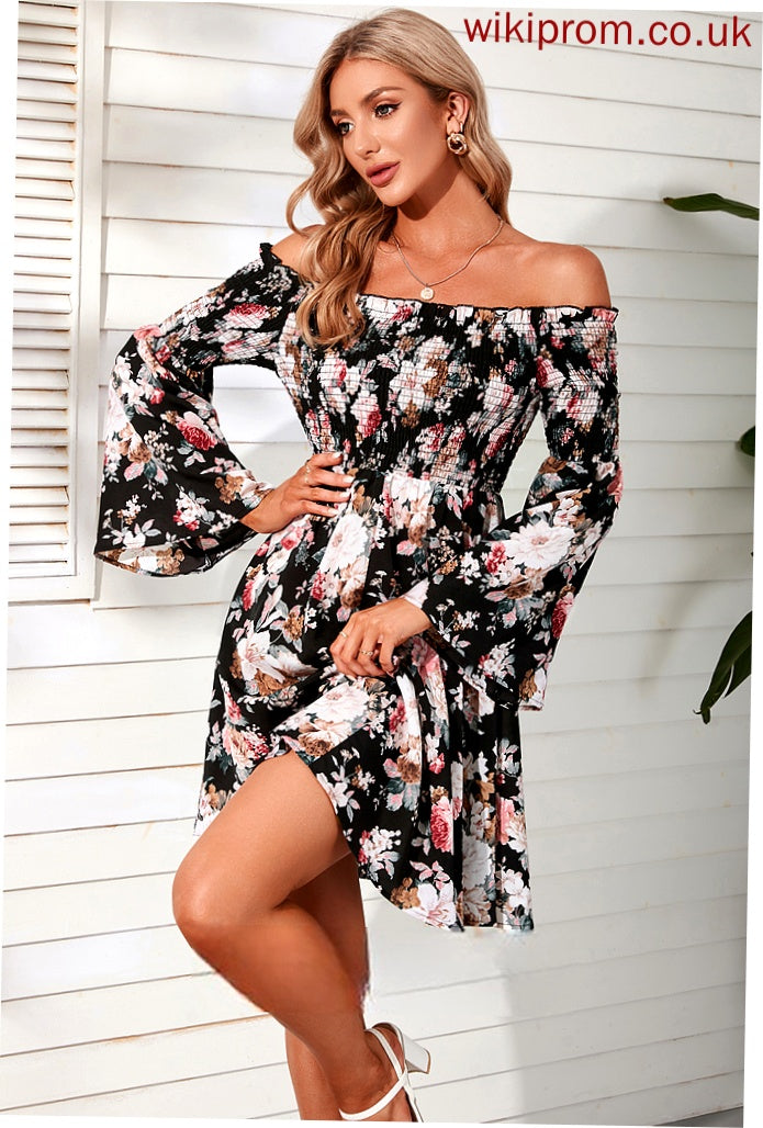 Chiffon Sleeves Club Dresses Shoulder Long Mini the Off A-line Vacation Lois Dresses