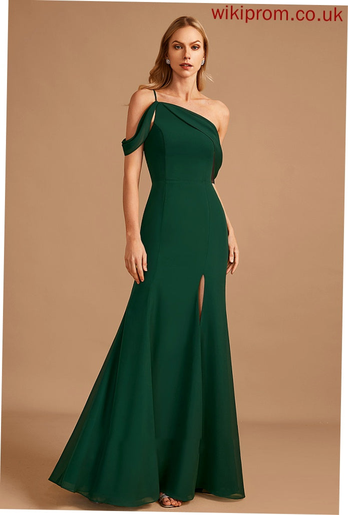 Silhouette Embellishment Trumpet/Mermaid Length Neckline One-Shoulder Floor-Length SplitFront Fabric Zariah Natural Waist Sleeveless Bridesmaid Dresses