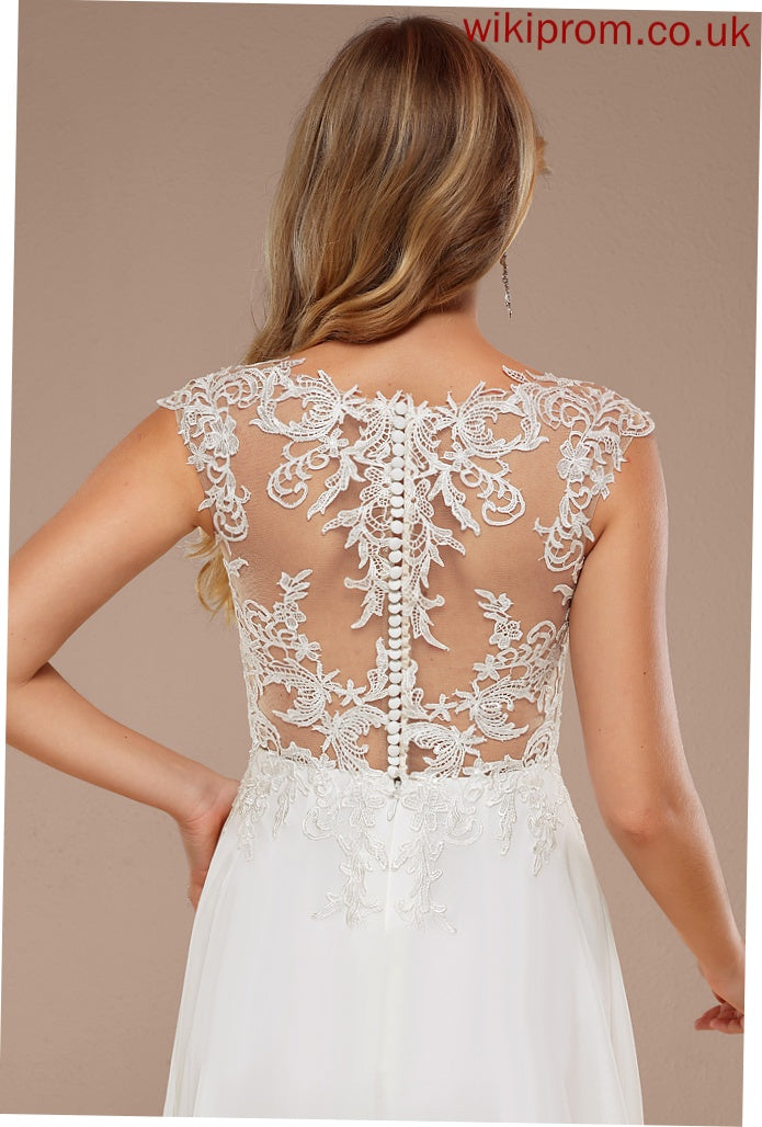 Train A-Line Kiara Lace Wedding Sweep V-neck Dress Chiffon Wedding Dresses