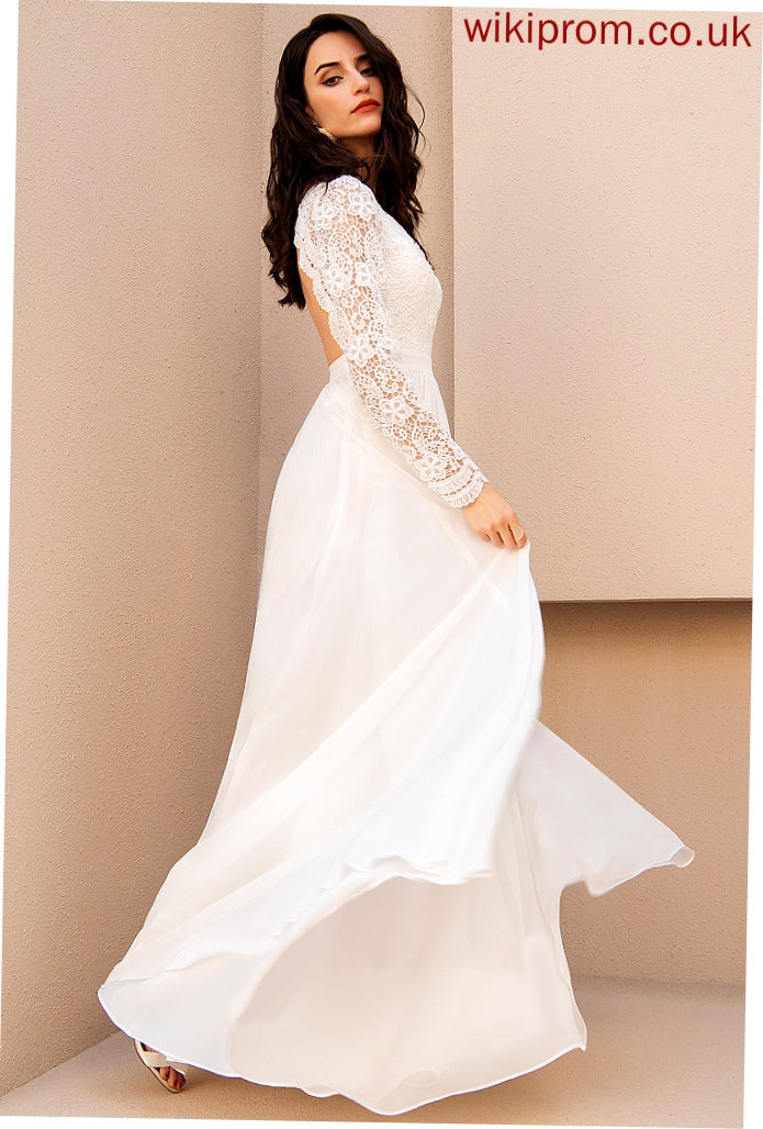 Wedding Wedding Dresses Summer V-neck Floor-Length Chiffon A-Line Dress