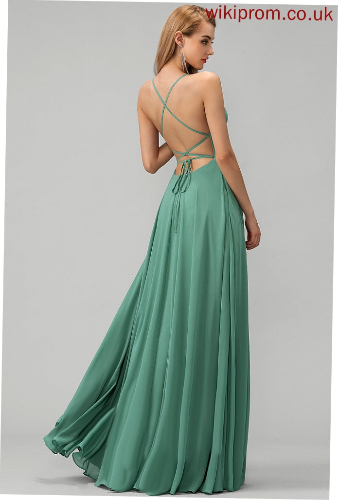 Prom Dresses Floor-Length Square A-Line Chiffon Ivy