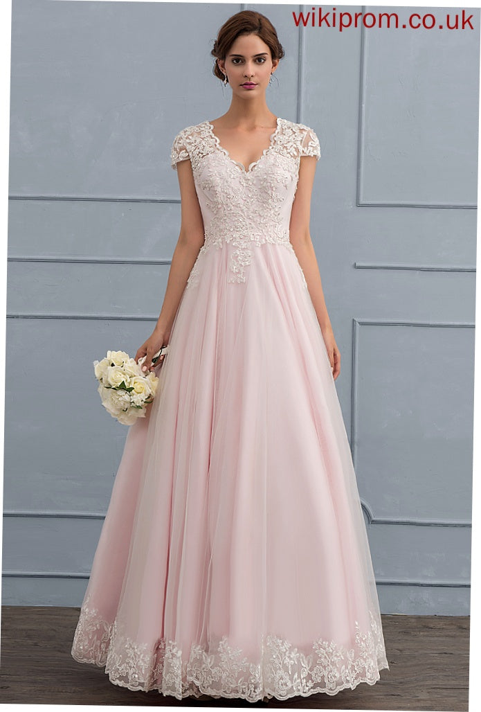 Alexia Wedding Floor-Length Beading V-neck With Wedding Dresses Tulle Sequins Dress Lace Ball-Gown/Princess