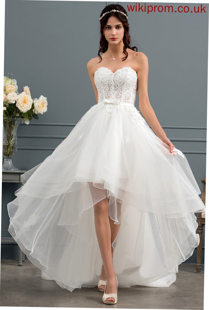 Dress Beading Sweetheart Lace Wedding Dresses Rayne Bow(s) With Wedding Sequins Asymmetrical Tulle Satin A-Line