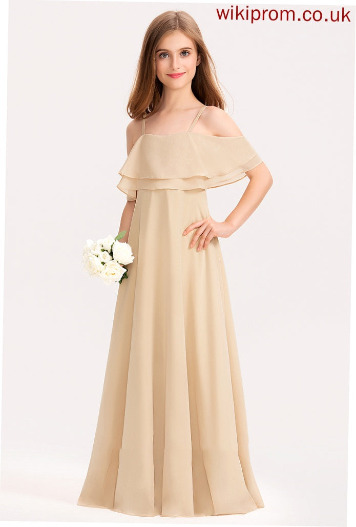 Kamila Cascading With Chiffon Ruffles Off-the-Shoulder Junior Bridesmaid Dresses Floor-Length A-Line